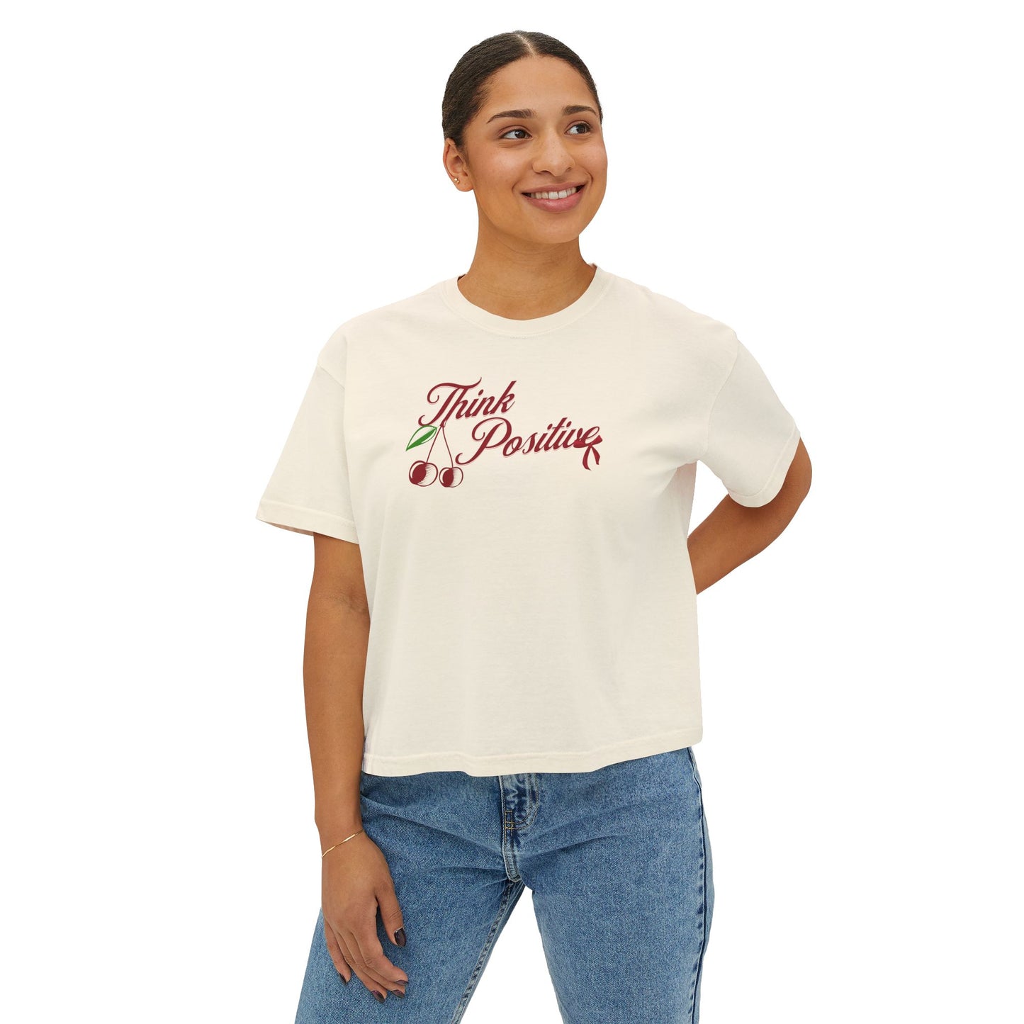 Summer Cherry Women's Box Tee | Think Positive