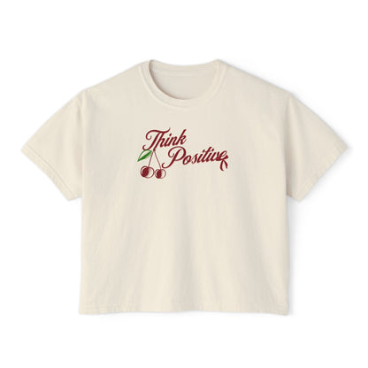 Summer Cherry Women's Box Tee | Think Positive